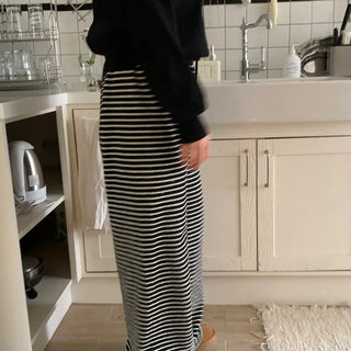 Casual Striped Semi-Wide Elastic Waist Training Pants