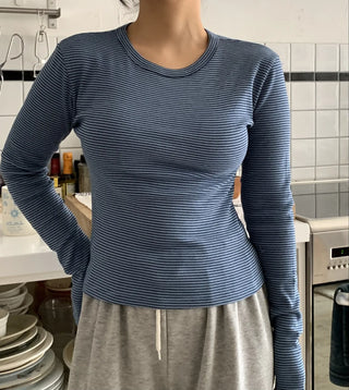 Daily Slim Fit Ribbed Round Neck Long Sleeve T-shirt