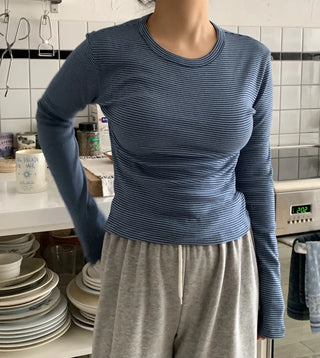 Daily Slim Fit Ribbed Round Neck Long Sleeve T-shirt