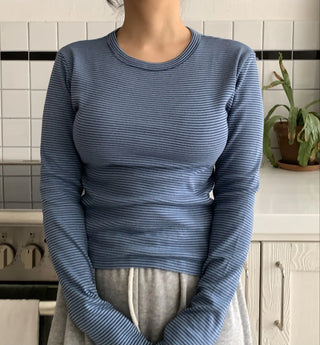 Daily Slim Fit Ribbed Round Neck Long Sleeve T-shirt