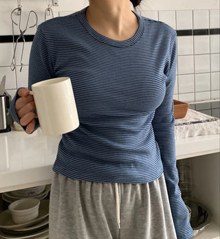 Daily Slim Fit Ribbed Round Neck Long Sleeve T-shirt