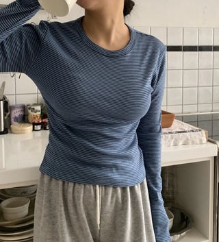 Daily Slim Fit Ribbed Round Neck Long Sleeve T-shirt