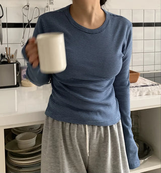 Daily Slim Fit Ribbed Round Neck Long Sleeve T-shirt