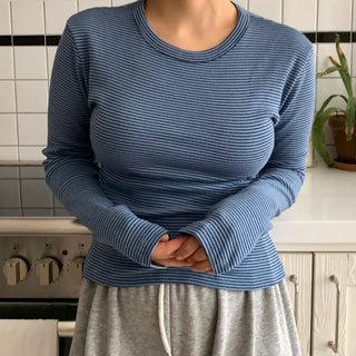 Daily Slim Fit Ribbed Round Neck Long Sleeve T-shirt