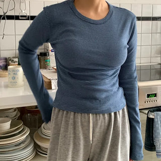Daily Slim Fit Ribbed Round Neck Long Sleeve T-shirt
