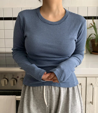 Daily Slim Fit Ribbed Round Neck Long Sleeve T-shirt