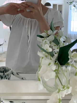Kune Sleeve Puff Frill Short Sleeve Blouse