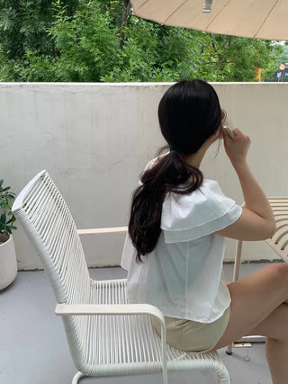 Kune Sleeve Puff Frill Short Sleeve Blouse
