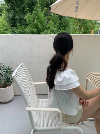 Kune Sleeve Puff Frill Short Sleeve Blouse