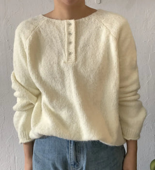 Airy Soft Henley Neck Button Loose Knit