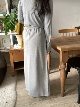Soft Suede Elastic A-Line Long Skirt