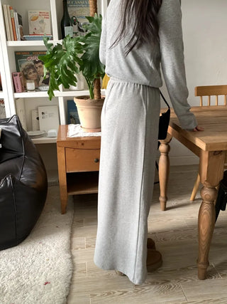 Soft Suede Elastic A-Line Long Skirt