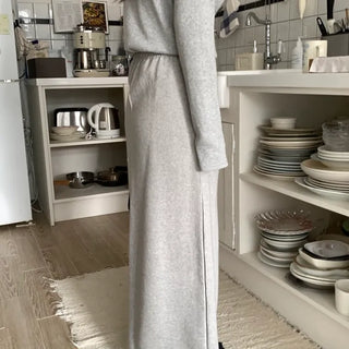 Soft Suede Elastic A-Line Long Skirt