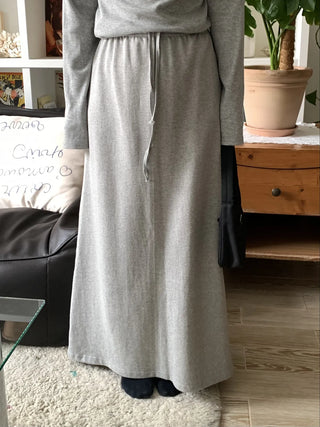 Soft Suede Elastic A-Line Long Skirt