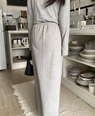 Soft Suede Elastic A-Line Long Skirt