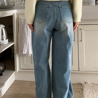 Vintage Washed Loose Fit Wide Denim Pants