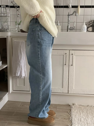 Vintage Washed Loose Fit Wide Denim Pants