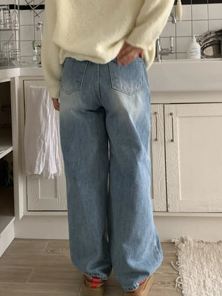 Vintage Washed Loose Fit Wide Denim Pants