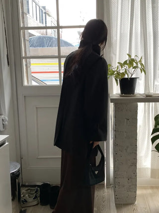 Signature Angora A-Line Banded Collar Short Coat