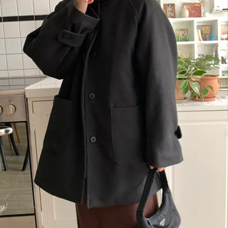Signature Angora A-Line Banded Collar Short Coat