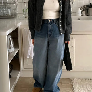 Super wide long denim pants