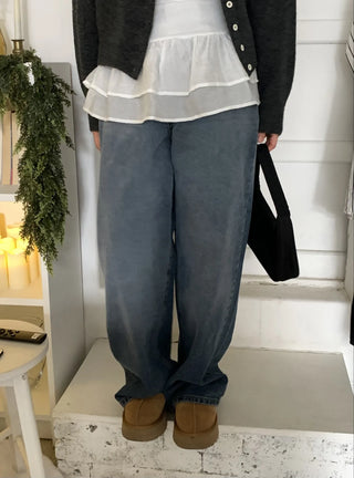 Super wide long denim pants