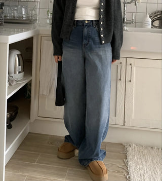 Super wide long denim pants