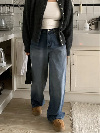 Super wide long denim pants