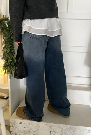 Super wide long denim pants