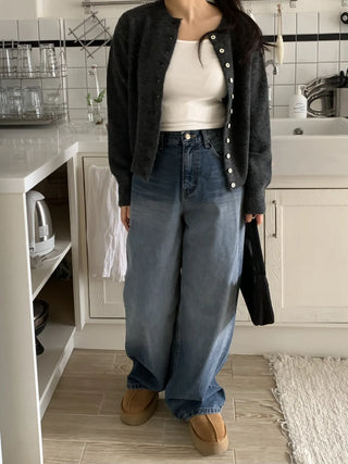 Super wide long denim pants