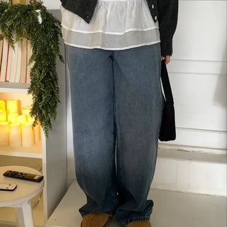 Super wide long denim pants
