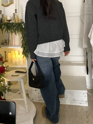 Super wide long denim pants