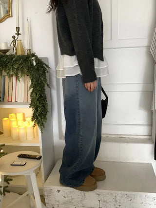 Super wide long denim pants