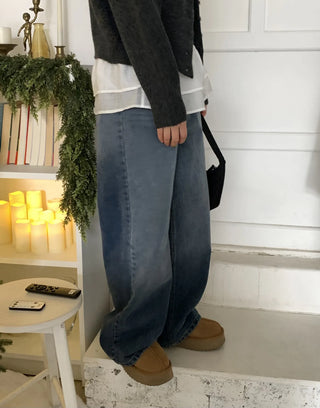 Super wide long denim pants