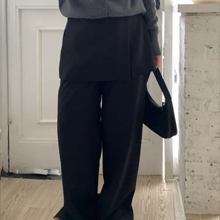 Minimal Wide Pintuck Tailored Slacks