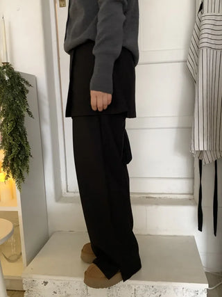 Minimal Wide Pintuck Tailored Slacks