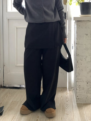 Minimal Wide Pintuck Tailored Slacks