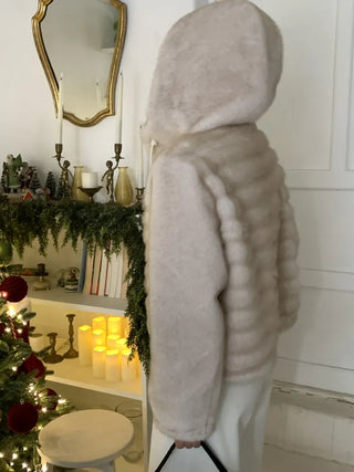 Soft Fur Oversized Hooded Zip-Up Jacket