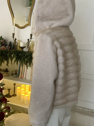 Soft Fur Oversized Hooded Zip-Up Jacket