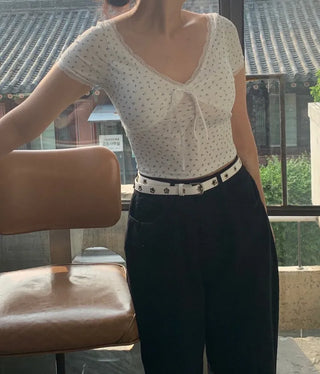 Kiru Lace Flower Short Sleeve T-shirt