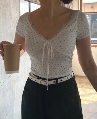 Kiru Lace Flower Short Sleeve T-shirt