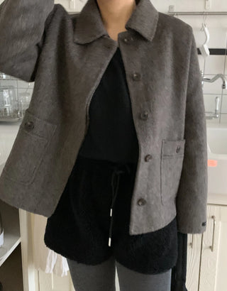 Vintage Angora Fudge Texture Single Short Coat