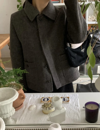 Vintage Angora Fudge Texture Single Short Coat