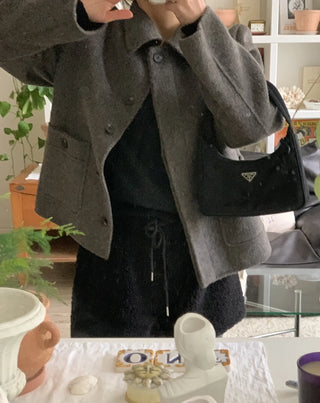 Vintage Angora Fudge Texture Single Short Coat