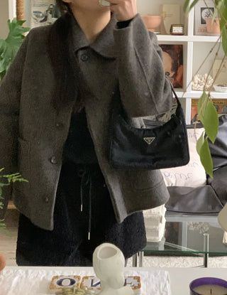 Vintage Angora Fudge Texture Single Short Coat
