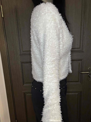 Fuzzy Eddie Crop Glitter Hooded Cardigan