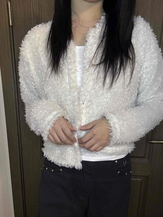 Fuzzy Eddie Crop Glitter Hooded Cardigan
