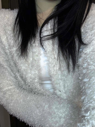 Fuzzy Eddie Crop Glitter Hooded Cardigan