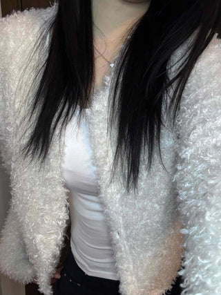 Fuzzy Eddie Crop Glitter Hooded Cardigan