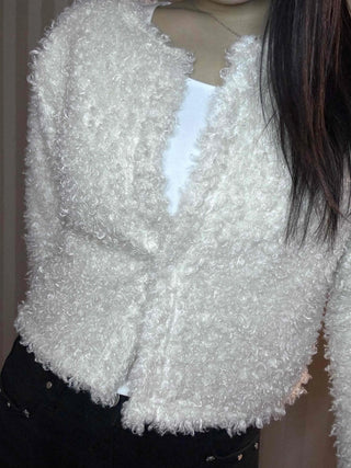 Fuzzy Eddie Crop Glitter Hooded Cardigan